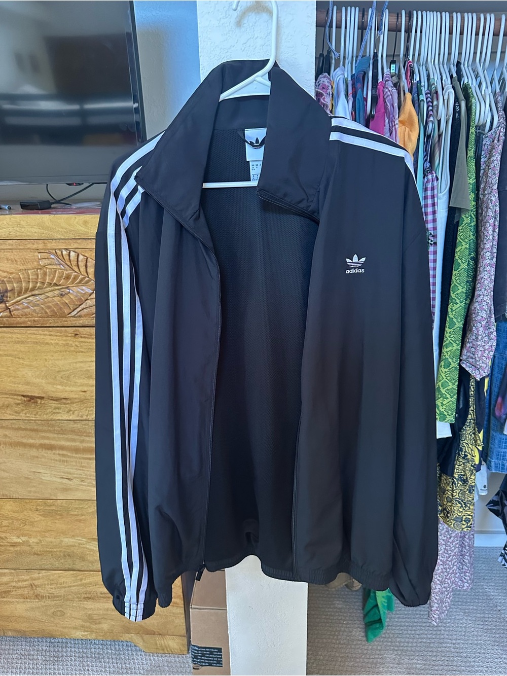 adidas Black Track Jacket with White Three-Stripes